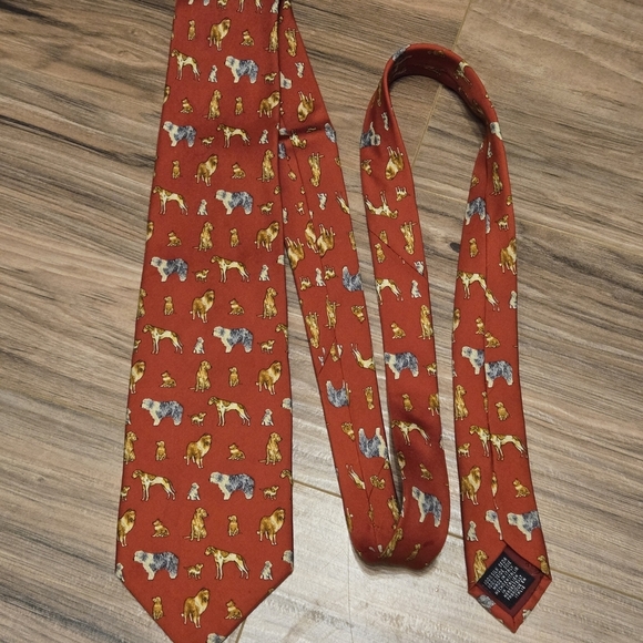 Beaufort for Tie Rack Other - Beaufort For Tie Rack - Red Dog Print Silk Tie